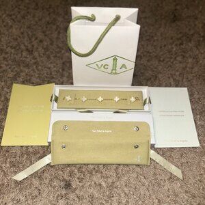 Van Cleef & Arpels 18k Gold And White Pearl 5-Flower Bracelet